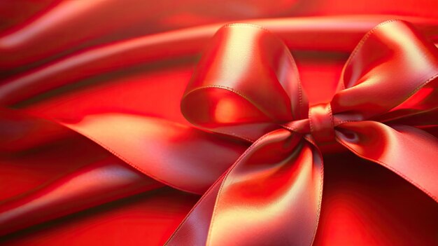 Red satin ribbon and bow generative ai