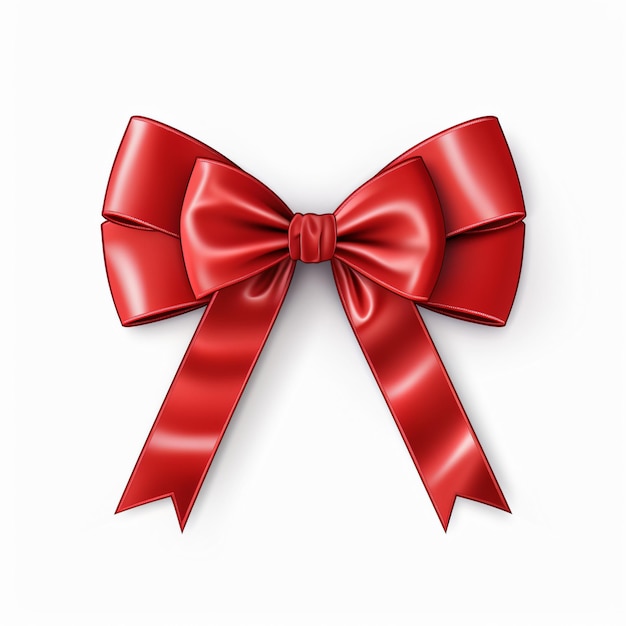 Red satin ribbon and bow isolated on white background