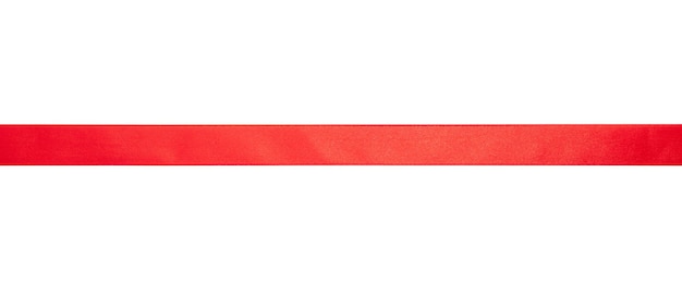 Red satin ribbon isolated cutout on white background