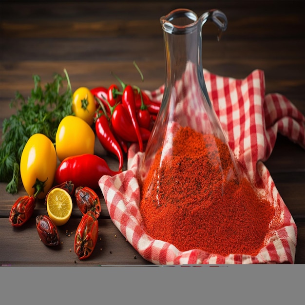 Red sauce or ketchup in a bowl and ingredients for cooking