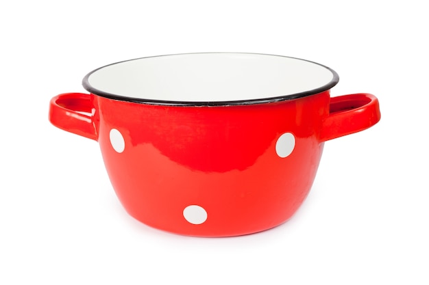 Red saucepan isolated on the white background