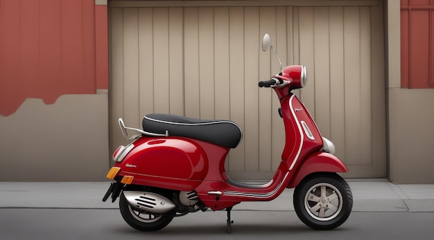 Photo a red scooter with a black seat is parked on a street