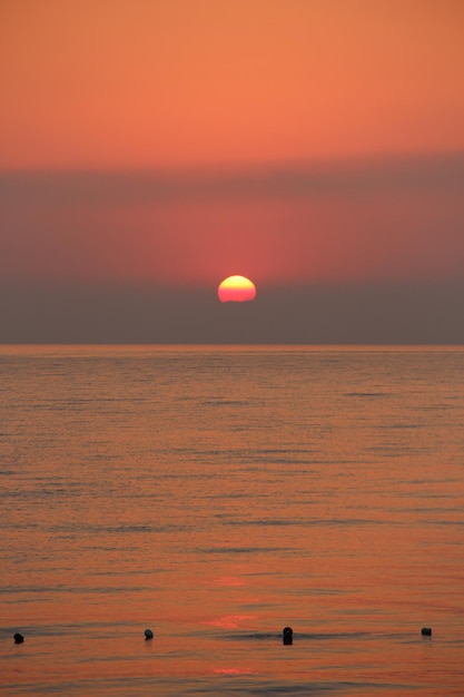 여름 바다에서 붉은 바다 새벽
