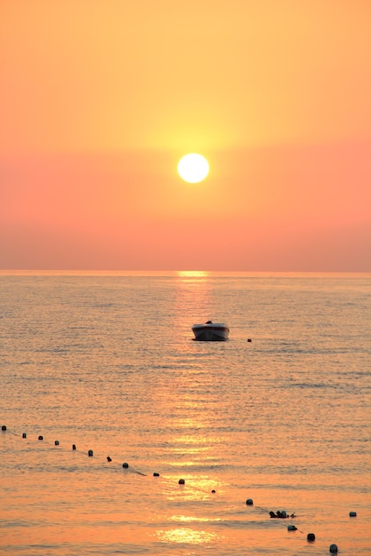 Red sea dawn from the sea in summer