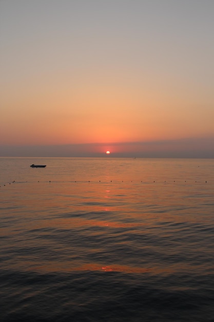 Red sea dawn from the sea in summer