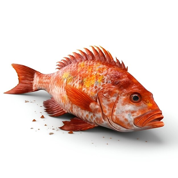 Red sea fish isolated on white background 3d render illustration