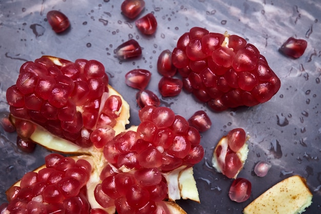 Red seeds of pomegranate