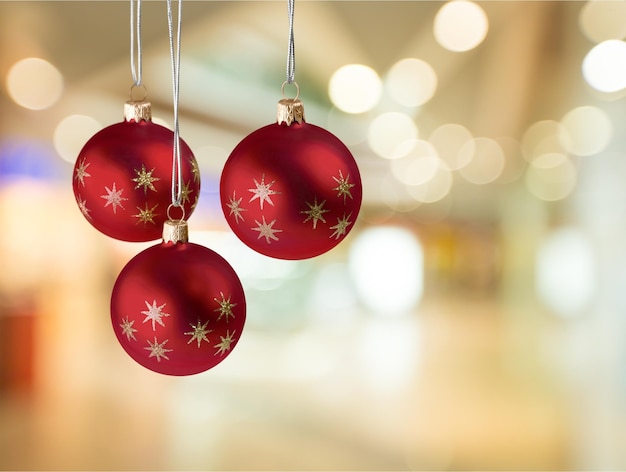 Red shiny christmas decorative balls isolated