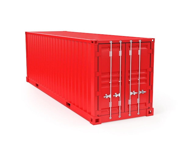 Red Shipping Container 3d rendering Clipping Path