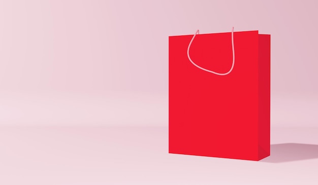 red shopping bag mockup 3d render illustration