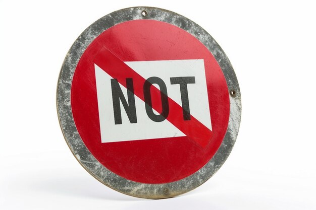 Photo red sign of not allowed isolated on a white background