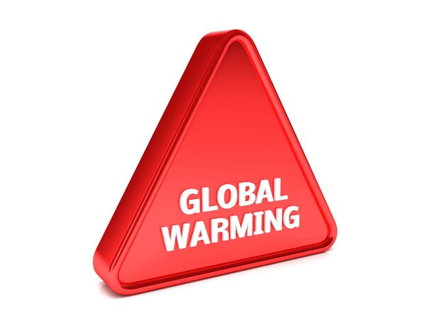 GLOBAL WARMING(지구 온난화)라고 적힌 빨간색 표지판