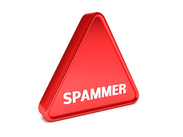 Photo red sign that says spammer