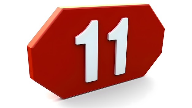 A red sign with the number 11 on it