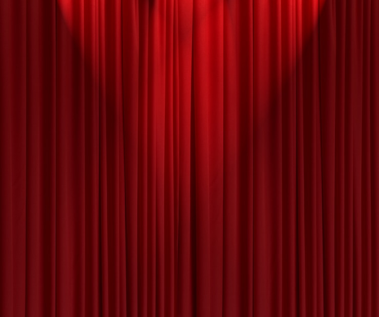 Photo red silk curtain background