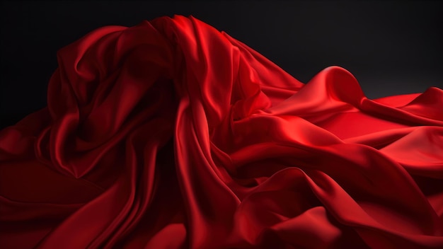 Red silk fabric in the dark