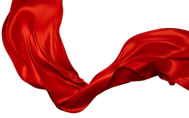 Red silk fabric red cloth material flying in the wind 3d rendering