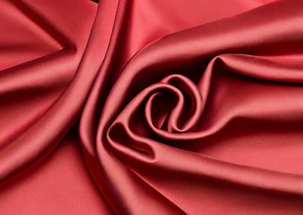 中央にらせん状の赤い絹織物
