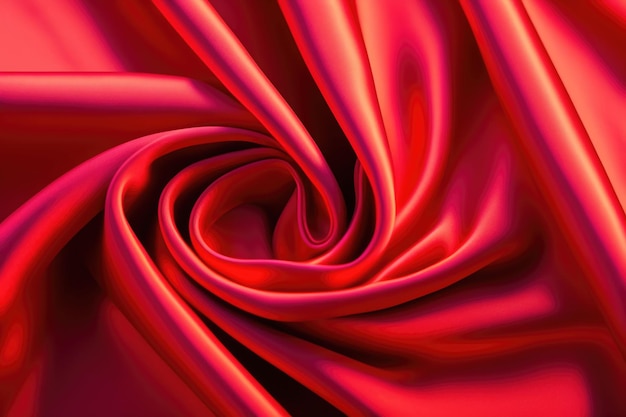 A red silk fabric with a swirl pattern.