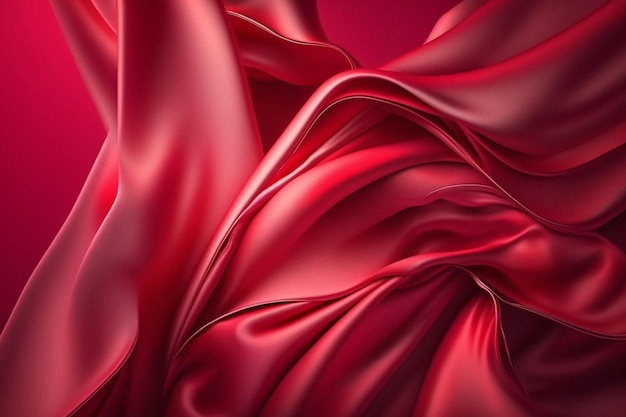 Red silk fabric with a white background