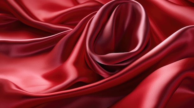 A red silk fabric with a white background