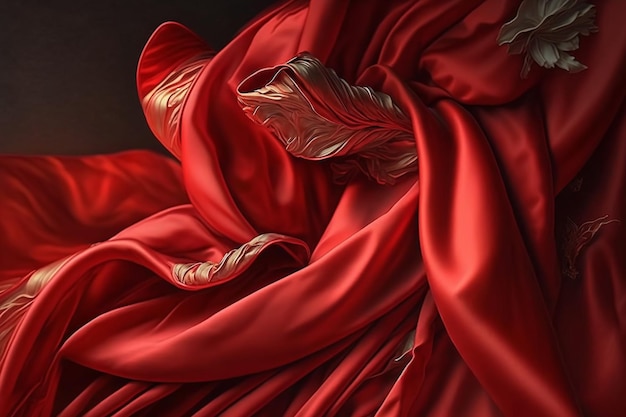 Red silk luxury background Generative AI