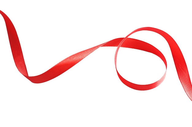 Red silk ribbon isolated on white