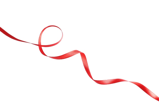 Red silk ribbon isolated on white