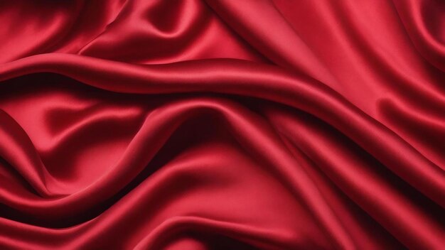 Red silk or satin luxury fabric texture can use as abstract background top view