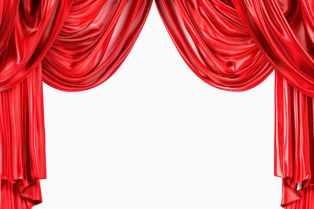 red silk theatre curtains opened blank mockup space