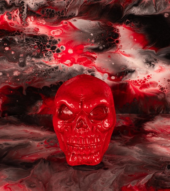 red skull on red abstract background