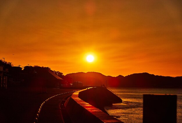 Red sky at morning in kamakura