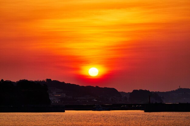 Red sky at morning in kamakura