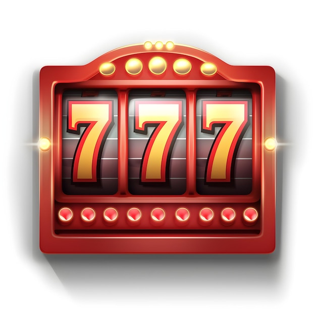 A red slot machine with the number 777 on it.