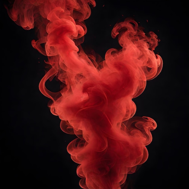red smoke abstact art isolated black background ai generative