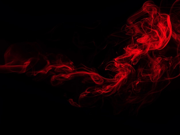 Foto estratto di fumo rosso su sfondo nero. disegno del fuoco