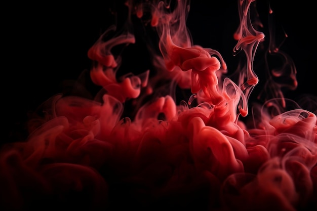 Red smoke on a black background