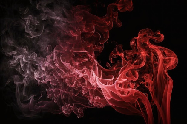 Red smoke on the black background