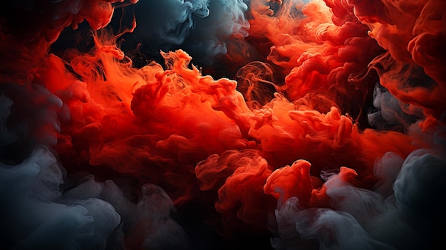 Photo red smoke on black ink background colorful fog liquid smoke paint underwater generated by ai