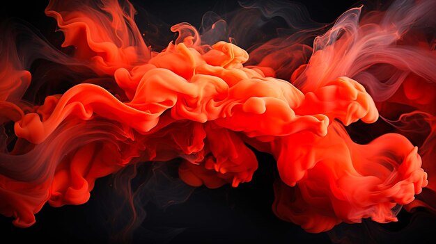 Red smoke on black ink background colorful fog liquid smoke paint underwater generated by AI