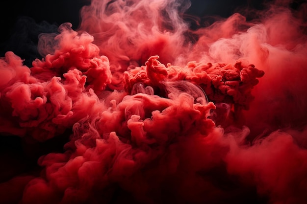 Red Smoke Clouds Background Explosion Generative AI