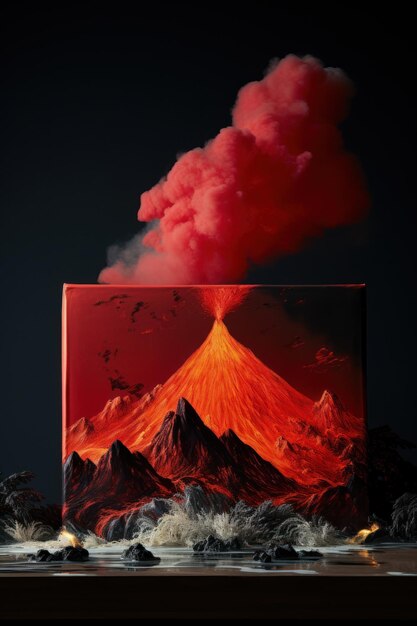 Foto un fumo rosso che esce da un vulcano