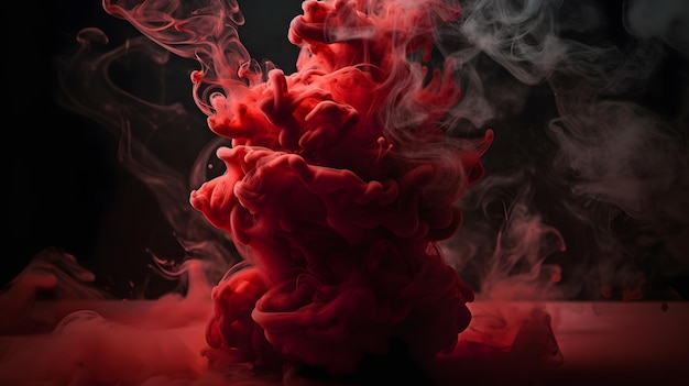 Red smoke in a dark background