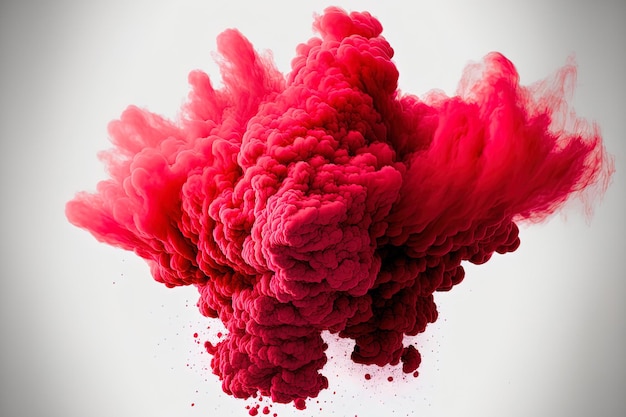 Red smoke from smoke bombs isolated on a white background