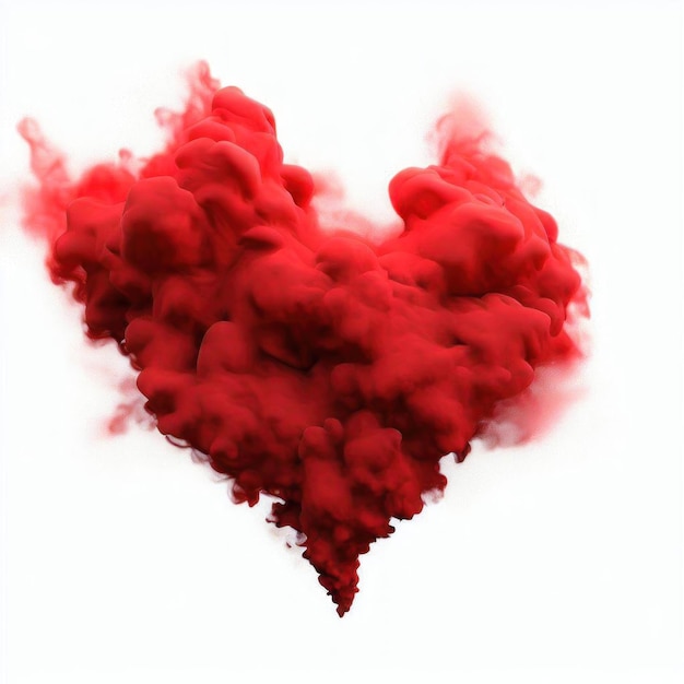 Сердце в форме красного дыма посередине