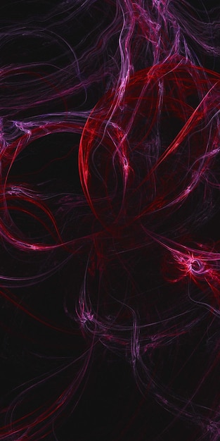 a red smoke swirls in a dark background.