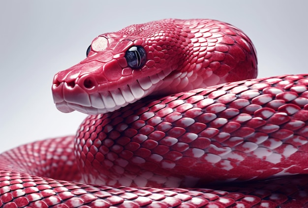 A red snake with a big eye