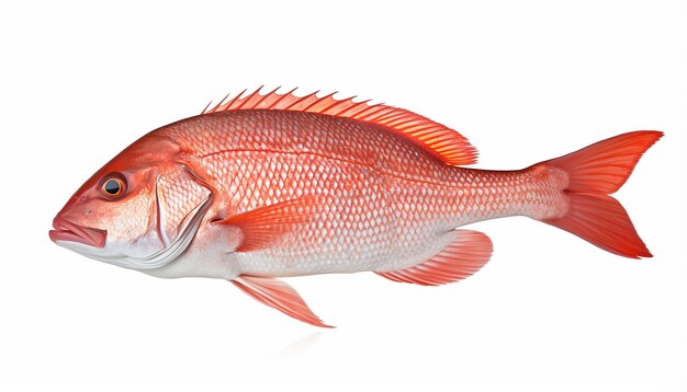 Red Snapper Fish Elevation Side View geïsoleerd op wit