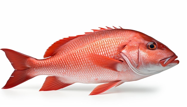 Red Snapper Fish Side View Isolation on White