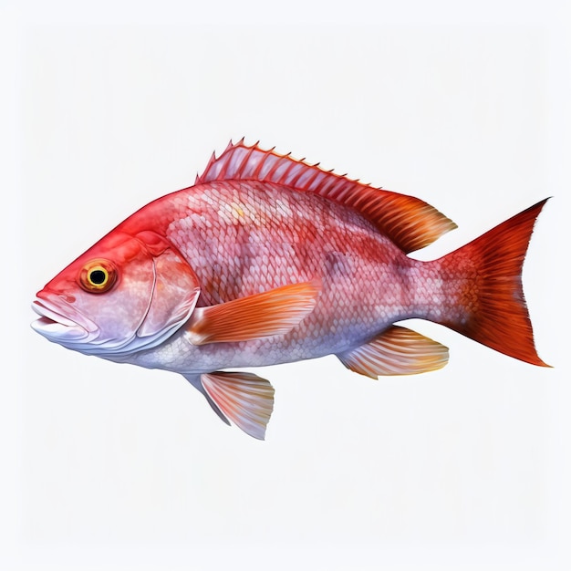 red snapper fish watercolor white background